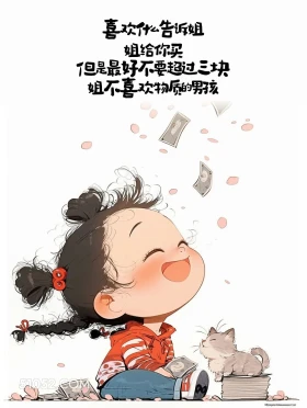 姐不喜欢物质的男孩 小女孩 解压 搞笑文案