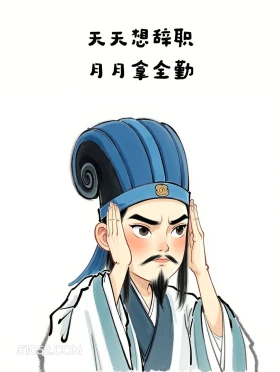 天天想辞职月月拿全勤 卡通人物 诸葛亮 打工人 文案