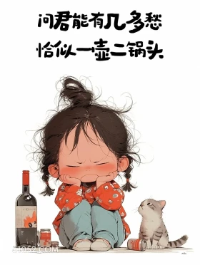 问君能有几多愁 恰似一壶二锅头 小女孩 古文 玩梗 搞笑文案