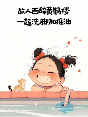 故人西辞黄鹤楼 一起洗脚加推油 小女孩 古文 玩梗 搞笑文案