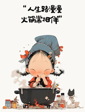 人生路漫漫火锅常相伴 小女孩 吃火锅 搞笑文案