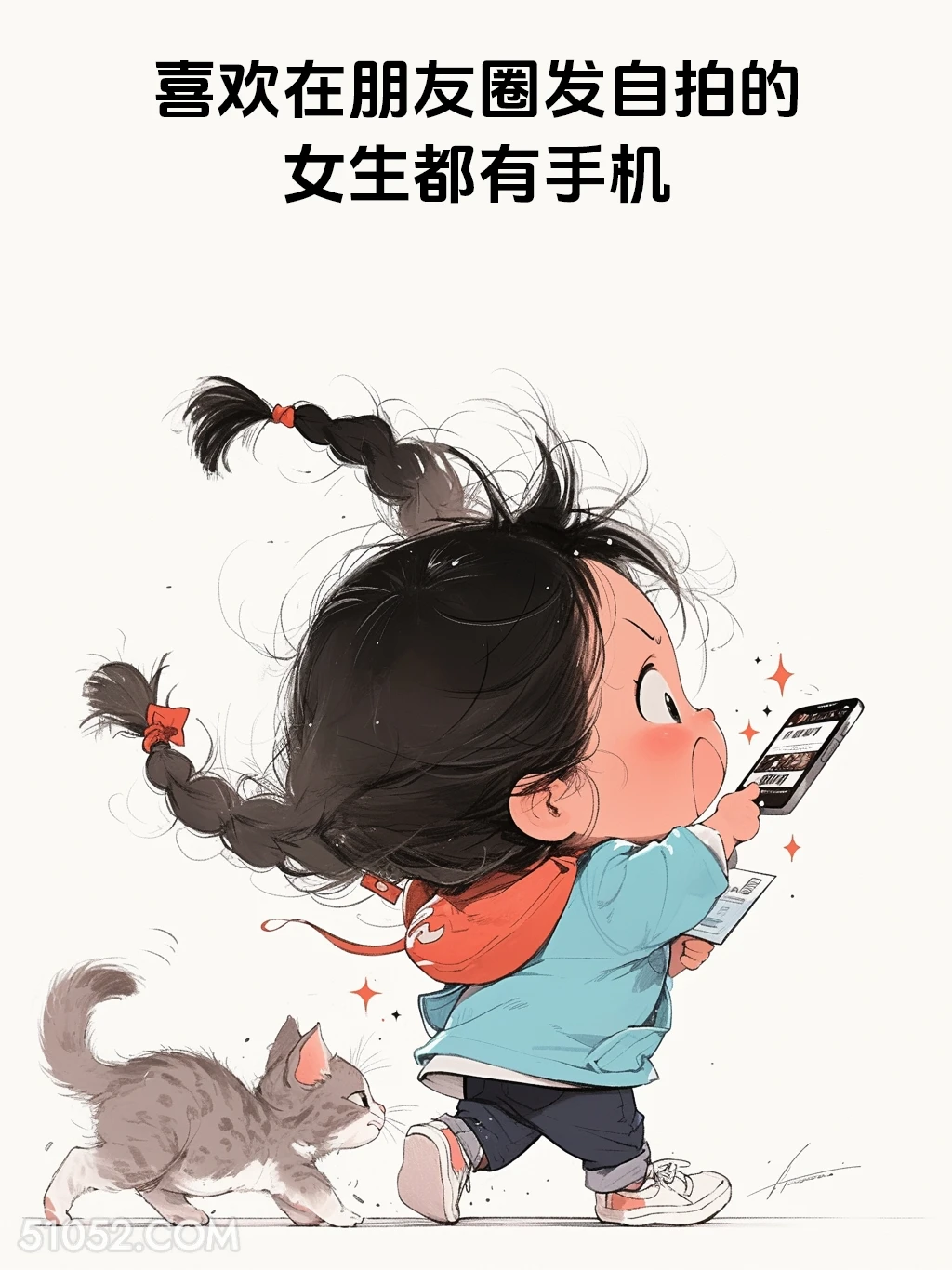 喜欢发自拍的都有手机 小女孩 废话文学 搞笑文案