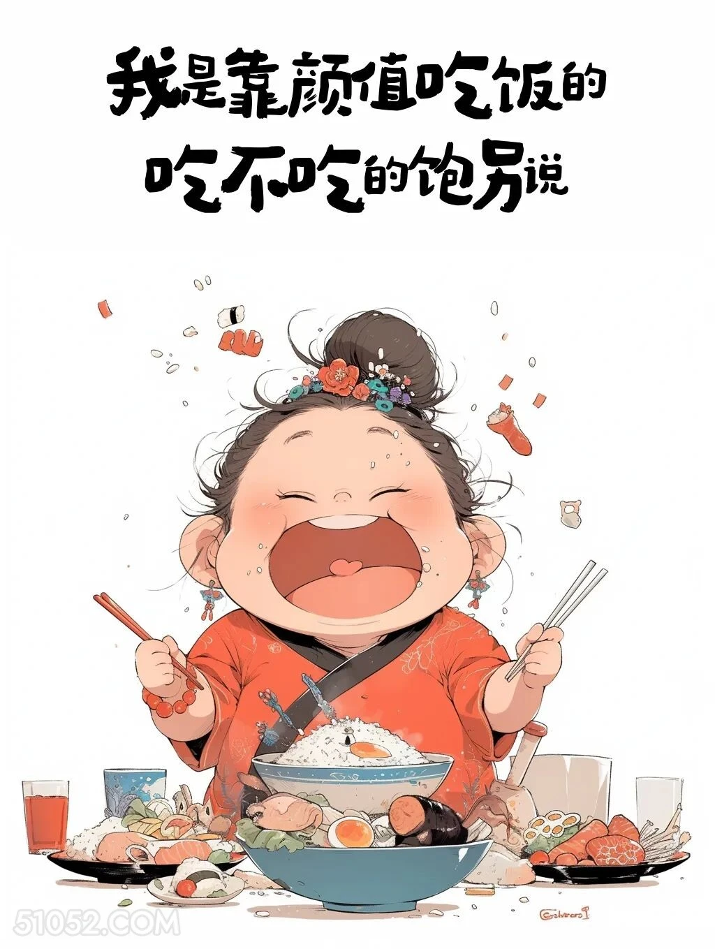 靠颜值吃饭，吃不吃得饱另说 小女孩 发朋友圈 搞笑文案