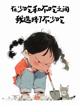 少吃和不吃间选择不少吃 小女孩 玩梗 胡说八道 搞笑文案