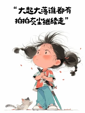 拍拍灰尘继续走 小女孩 发朋友圈 治愈文案