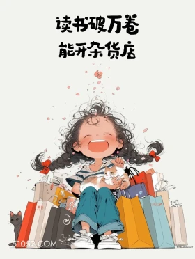 读书破万卷,能开杂货店 小女孩 古诗词 押韵 搞笑文案