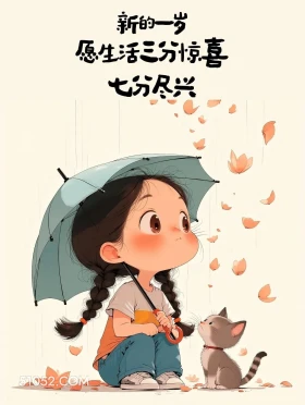 新的一岁愿生活三分惊喜七分尽兴 小女孩 过生日 文案