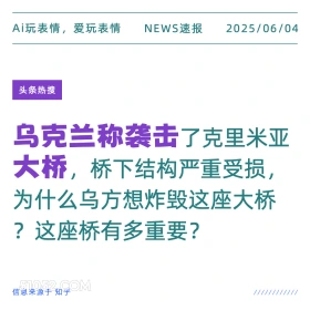 乌克兰袭击大桥 2025年06月04日 新闻 头条热搜