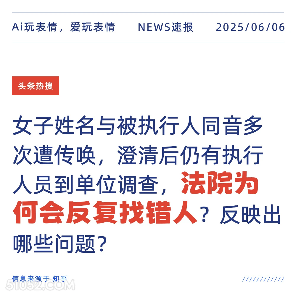 法院反复找错人 2025年06月06日 新闻 头条热搜