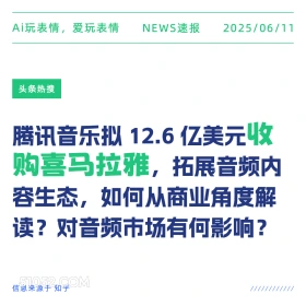 收购喜马拉雅 2025年06月11日 新闻 头条热搜