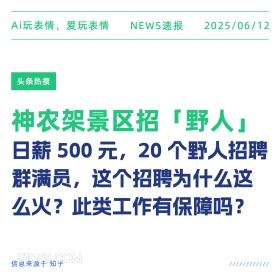 神农架景区招野人 2025年06月12日 新闻 头条热搜