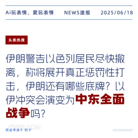 中东全面战争 2025年06月18日 新闻 头条热搜