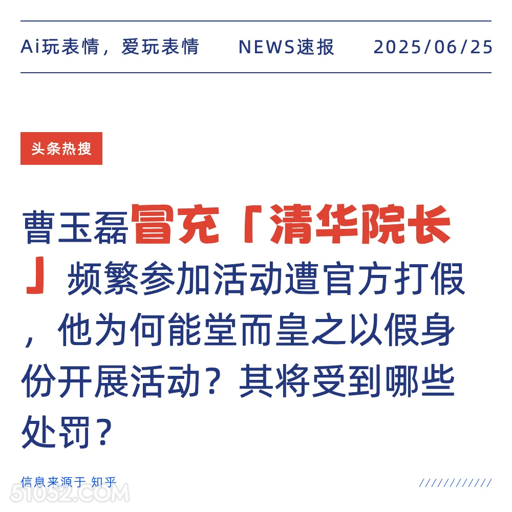 冒充清华院长 2025年06月25日 新闻 头条热搜