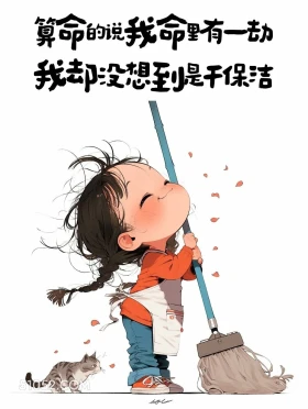 算命说我命有一劫,我没想到是保洁 小女孩 互动性 发朋友圈 搞笑文案