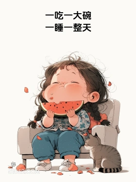 一吃一大碗,一睡一整天 小女孩 干饭 笑死了 搞笑文案