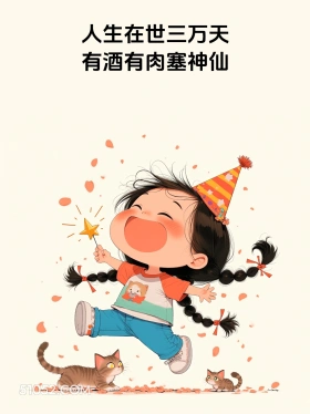 人生在世三万天,有酒有肉赛神仙 小女孩 干饭 笑死了 搞笑文案