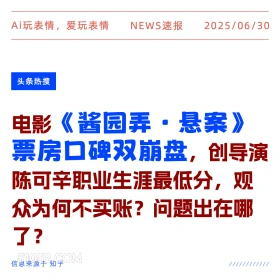 电影票房口碑双崩盘 2025年06月30日 新闻 头条热搜