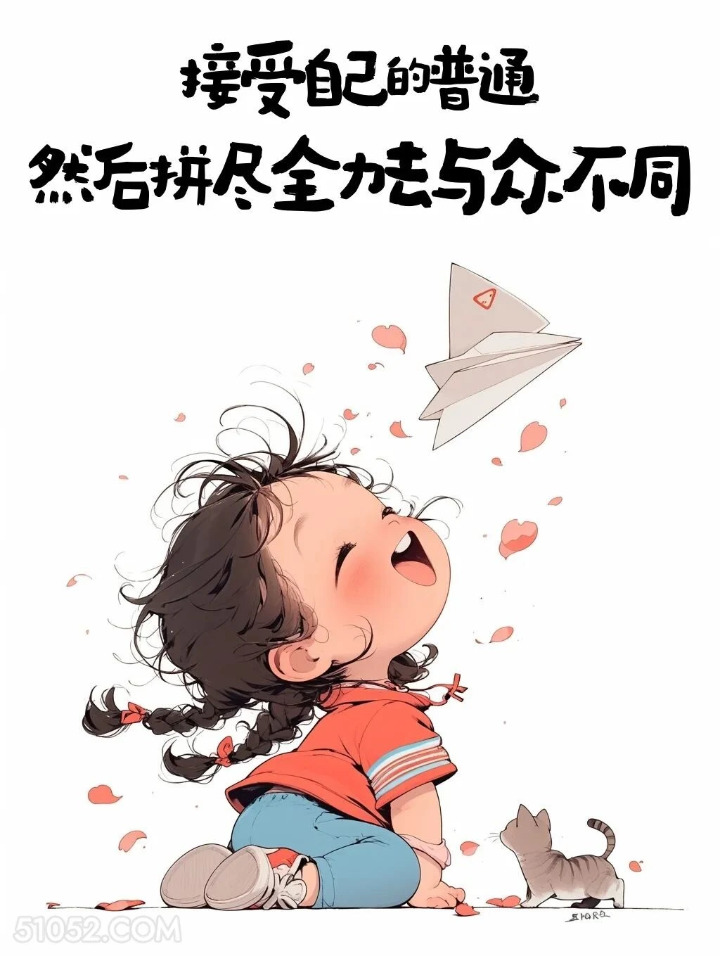 接受自己的普通 小女孩 干净 治愈文案