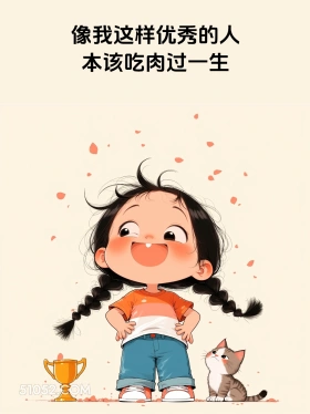 像我这样优秀的人,本该吃肉过一生 小女孩 干饭 笑死了 搞笑文案