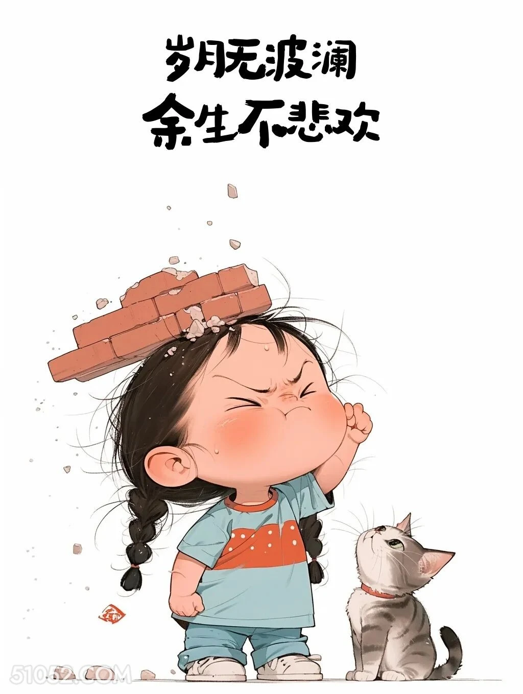 岁月无波澜余生不悲欢 小女孩 干净 治愈文案