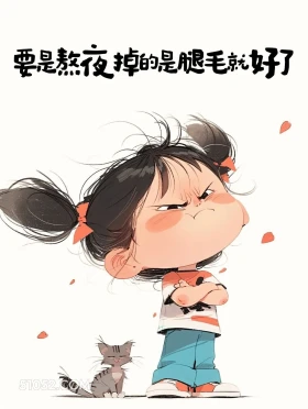 要是熬夜掉的是腿毛就好 小女孩 发疯文学 笑死了 搞笑文案