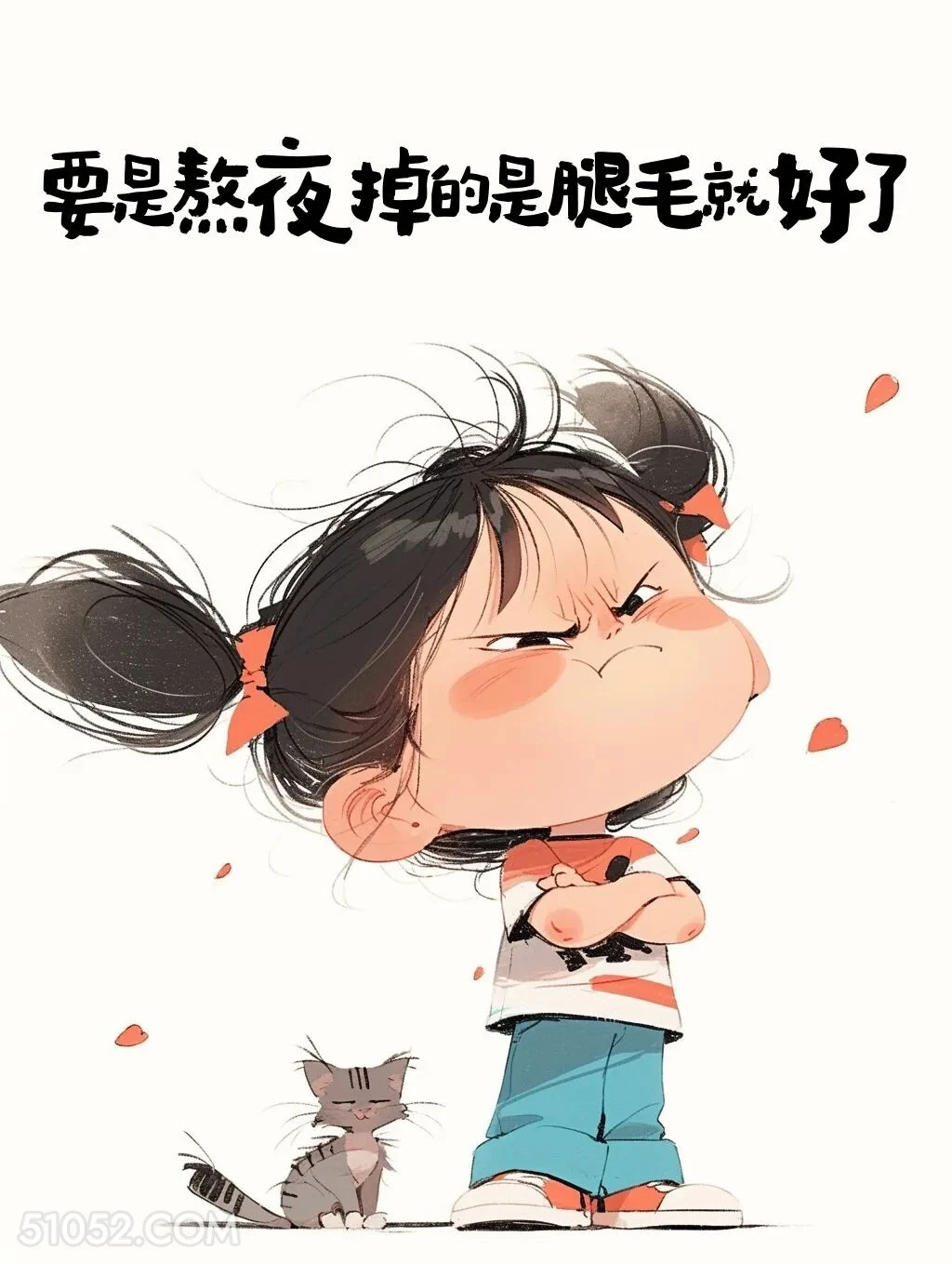 要是熬夜掉的是腿毛就好 小女孩 发疯文学 笑死了 搞笑文案
