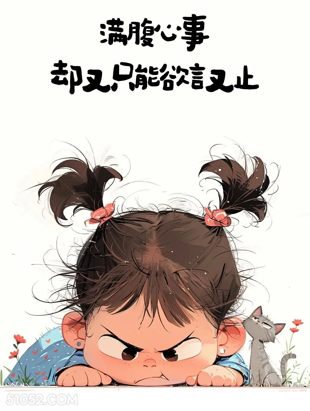 满腹心事，欲言又止 小女孩 痛苦 失望 文案