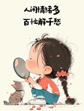 人闲情绪多，百忙解千愁 小女孩 人间清醒 治愈文案