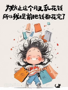 为防止乱花钱所以我提前把钱花完了 小女孩 发疯文学 笑死了 搞笑文案