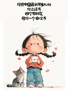 按照男女比例你应该有四个男朋友 小女孩 发疯文学 笑死了 搞笑文案