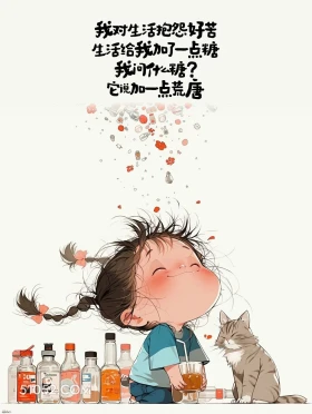 生活给我加点荒唐 小女孩 有趣表情包 搞笑文案