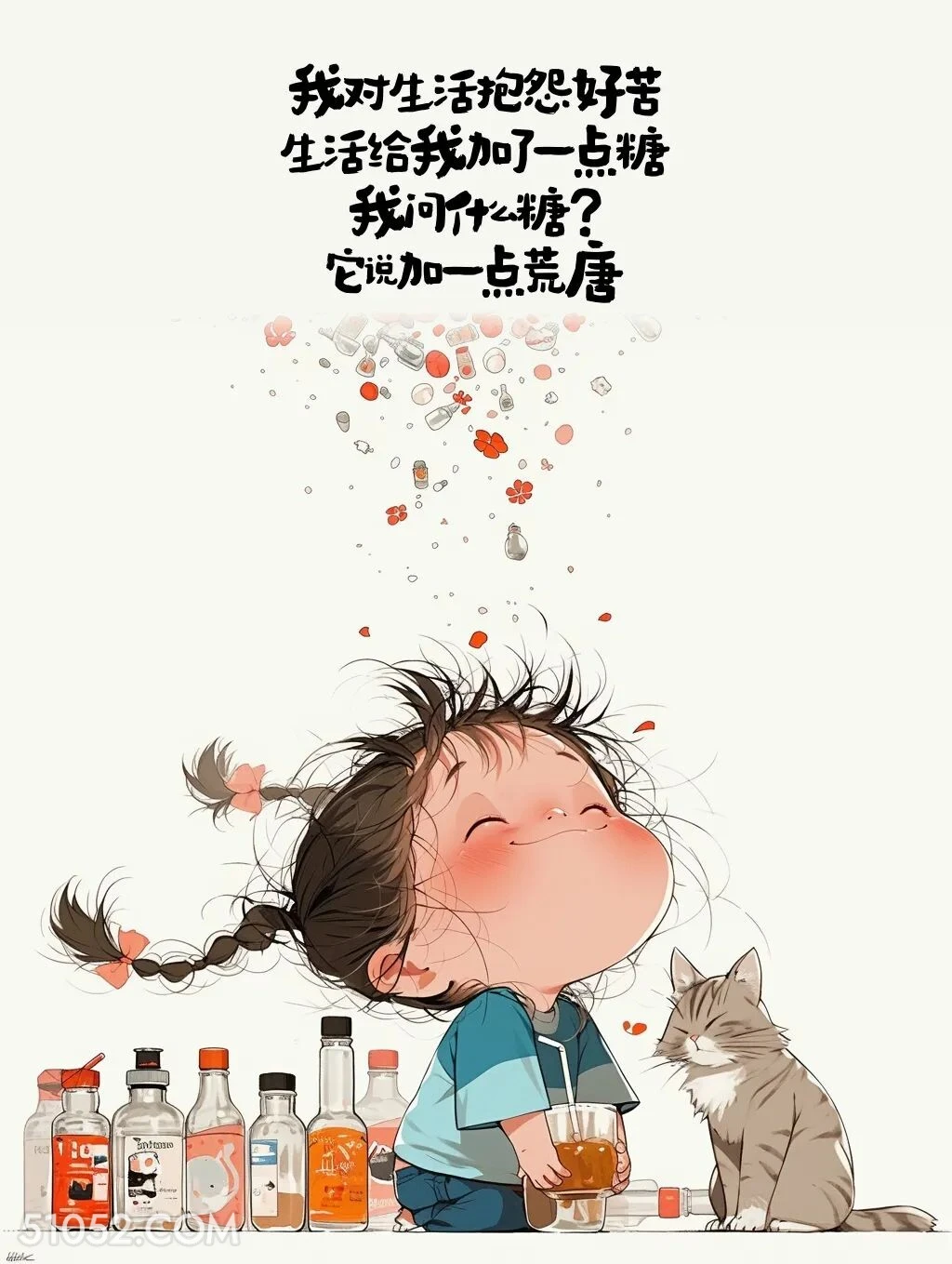 生活给我加点荒唐 小女孩 有趣表情包 搞笑文案