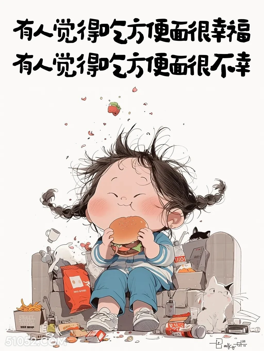 有人觉得吃方便面很幸福，有人觉得不幸 小女孩 太脏了 现实文案 人间清醒