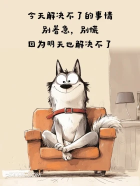 今天解决不了的事明天也解决不了 小狗 笑死了 搞笑文案 哈士奇