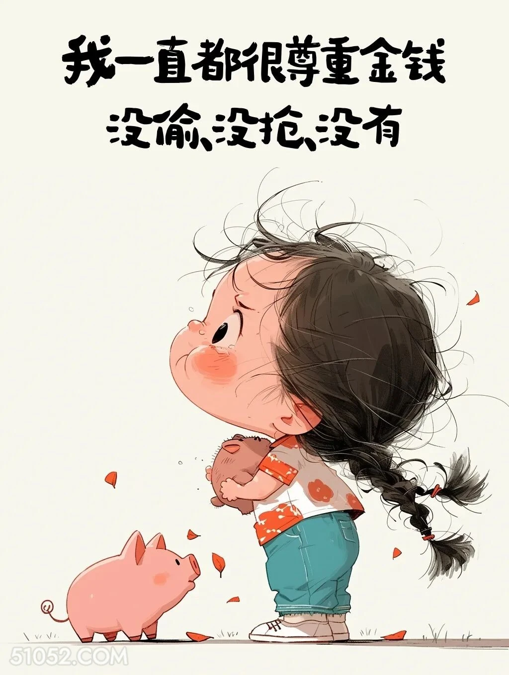 很尊重金钱，没偷没抢没有 小女孩 有趣表情包 搞笑文案