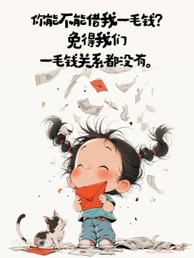 你能不能借我一毛钱免得我们一毛钱关系没有 小女孩 发疯文学 笑死了 搞笑文案