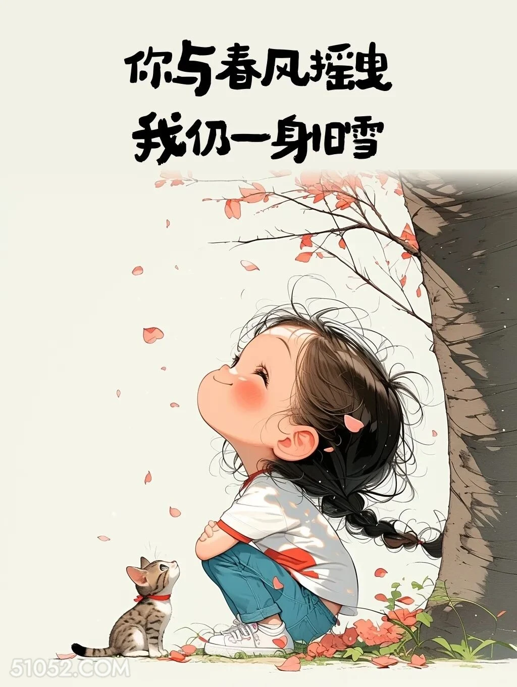 你与春风摇曳，我仍一身旧雪 小女孩 发朋友圈 文案