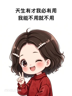 天生我材必有用,能不用就不用 小女孩 发癫 发朋友圈 搞笑文案