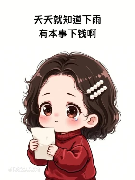天天下雨,有本事下钱啊 小女孩 发癫 发朋友圈 搞笑文案