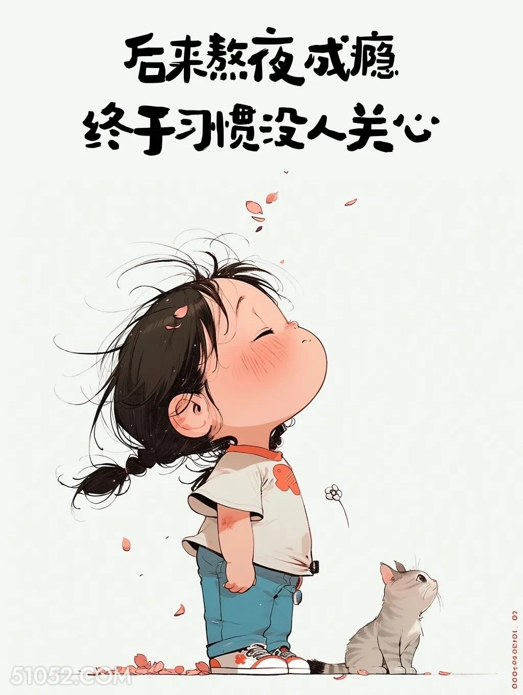 熬夜成瘾，习惯没人关心 小女孩 释怀 放下 文案
