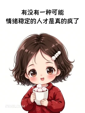 情绪稳定的人才是真疯了 小女孩 发癫 发朋友圈 搞笑文案