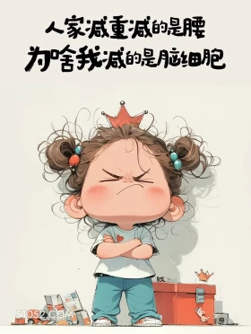 人家减重减腰,我减的脑细胞 小女孩 笑死了 发朋友圈 搞笑文案