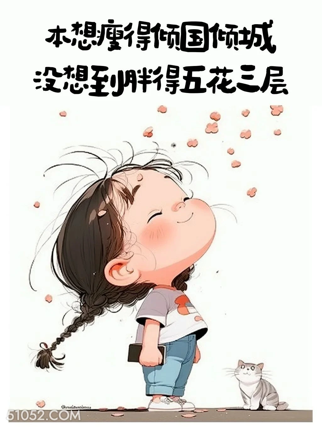 本想瘦的倾国倾城，结果胖的五花三层 小女孩 发朋友圈 搞笑文案