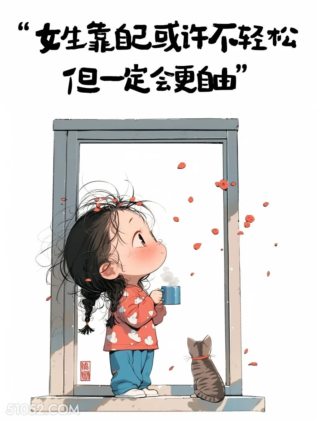 靠自己或许不轻松但一定自由 小女孩 发朋友圈 聪明女生 文案