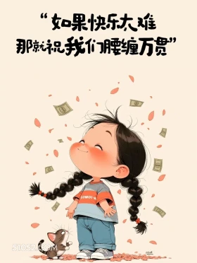 快乐太难,那就祝我们腰缠万贯 小女孩 发朋友圈 现实文案 治愈文案