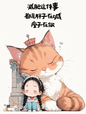 减肥就是胖子在喊瘦子在做 小女孩 发朋友圈 搞笑文案