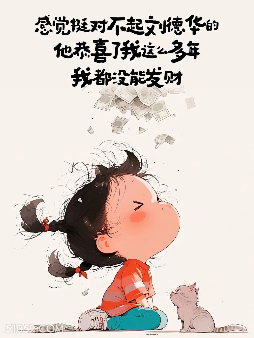 对不起刘德华，他恭喜我这么多年我也没发财 小女孩 笑死了 发朋友圈 搞笑文案