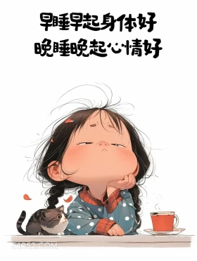 早睡早起身体好,晚睡晚起心情好 小女孩 笑死了 发朋友圈 搞笑文案