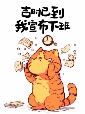 吉时已到,下班 猫猫 打工人 下班文案 搞笑文案