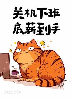 关机下班,底薪到手 猫猫 打工人 下班文案 搞笑文案